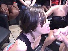 CFNM Party girls deep-throat and bang masculine strippers