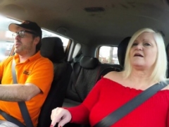 Fake Driving School Big-breasted mature Sexually available mom sucks and furthermore has an intercourse
