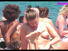 Hot Topless hidden cam Beach teenagers video