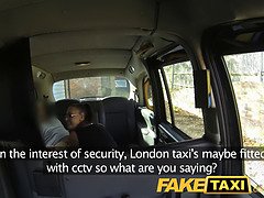 Emma Butt, the fake-titted British celebrity, takes a rough ride in a taxi cab