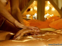 Stunning Massage Blonde Relaxes Him