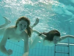 A couple of super hot teens in the pool