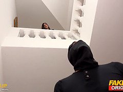 Anal sex orgasms for 18 year old home alone latina teen with hot natural sexy body as she outwits two idiot robbers with thick cocks for a dirty three