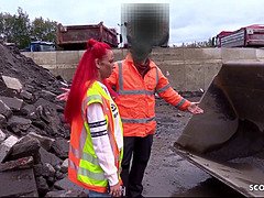 Unusual worker entice german redhead teenager sans a condom outdoor