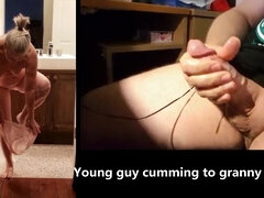 Young Guy Big Cock Cumming to Exposed Granny Meat