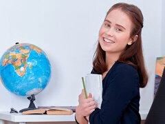 Cutie learns how to suck at a geography lesson