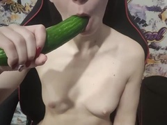 Having fun with a cucumber