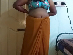 desi indian kinky tamil telugu kannada malayalam hindi cheating wife wearing saree vanitha showcasing big boobs and shaved pussy press hard boobs pres