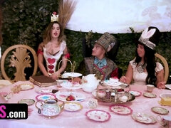 Alice in Wonderland XXX Parody: Chanel Camryn, Myra Glasford, and Holly Day eat each other out in sexy lingerie while in