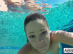 behind-the-scenes underwater fun with Abigail Mac and Romi