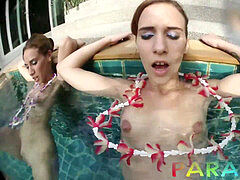 Paradise girlfriends - Twins get nailed in swimming pool P2
