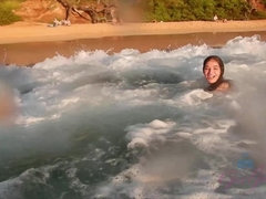 Spiaggia, Pompino, Toccando, Lavoro di piedi, Olio, All'aperto, Figa, Tette