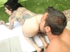 Ass, Ass licking, Doggystyle, Handjob, Hardcore, Milf, Pool, Tattoo