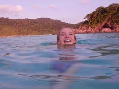 Leie, Strand, Bikini, Blondine, Flashen, Im freien, Öffentlich, Rasiert