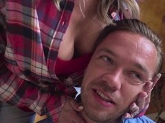 Lovely blonde is about to have steamy sex