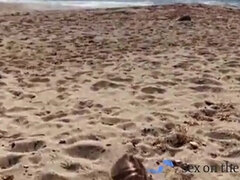 Naked blonde babe fucked on the beach