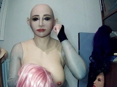 Nancy P2 completely enveloped in rubber suit with female mask by May