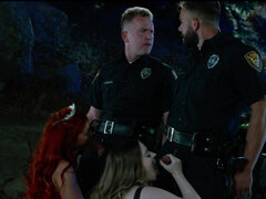 Fuck from officers on the hood of a car for horny Codi Vore and Sinatra Monroe