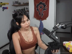 Busty brunette teen on webcam show