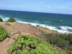 Leie, Strand, Bikini, Blasen, Braunhaarige, Freundin, Dürr, Titten