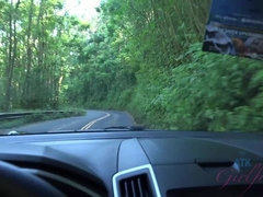 Niki enjoys the ride on the road to Hana.