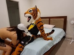 Furry Tiger Mascot enjoys wild hardcore sex session