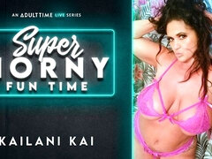 Stunning busty brunette Kailani Kai demonstrates her sex toy