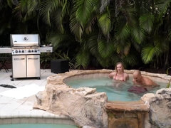 Blonde, Couple, Cumshot, Facial, Gagging, Masturbation, Outdoor, Pool