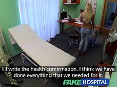 Karol Lilien gets a hot creampie from the doctor while her fakehospital boobs bounce
