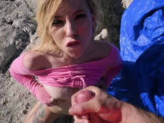 Smiley blonde teen Kenzie Reeves gets banged outdoors