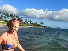 Amateur, Beach, Bikini, Blonde, Girlfriend, Pov, Pussy, Smoking