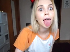 18 ans, Blonde, Solo, Adolescente, Serré, Webcam