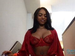 Hot brunette gets the caboose call with black ebony stud in best POV sex ever