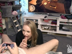 He tries to play RDR2 while she plays with his cock!