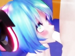 MMD Miku x Rin Blowjobs futanari