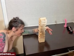 Skinny Lesbian Teens Play Strip Jenga Game - Daphne Brooks