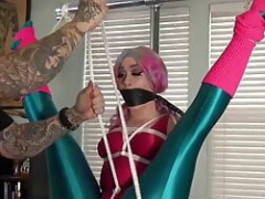 American, Bdsm, Bondage, Nylon, Orgasm, Slave, Spandex, Vibrator