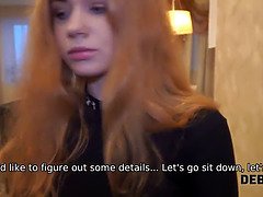 Debt4k. amazing red haired gives a head and gets fucked for tv set