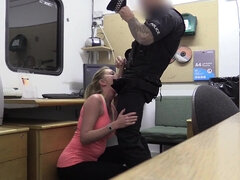 Slutty blonde MILF with big juggs screwed by horny cop