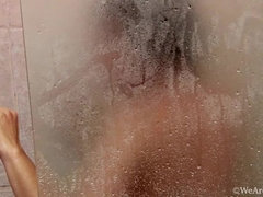 Behaart, Masturbation, Geschwollene nippel, Rotschopf, Dusche