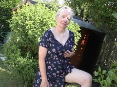 British mature lady playing outside