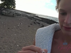 Amateur, Ass, Beach, Blonde, Fingering, Orgasm, Outdoor, Wet