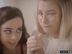 Blonde, Blowjob, Deepthroat, Glasses, Petite, Pornstars, Stockings, Teen