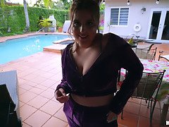 Amateur female with gigantic tits, marvelous outdoor joy with a random cock
