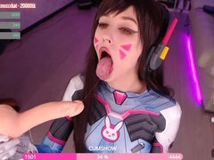 D.Va solo masturbation and dildo sucking