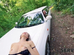 Big tits, Blonde, Car, Hardcore, Lingerie, Natural tits, Pov, Reality