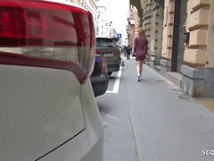 GERMAN SCOUT - CUTE GINGER TEENAGE TALK TO SHAG AT STREET CASTING FOR CASH - Cum Load