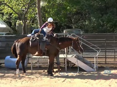 After the horseback ride her panties have your cum on them