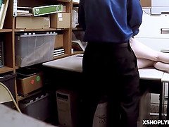 Shoplyfter Lexi Lore giving a blowjob