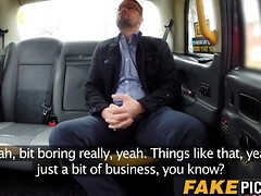 Watch Sasha Steele take a deepthroat from Ben Kelly in the fake taxi like a pro